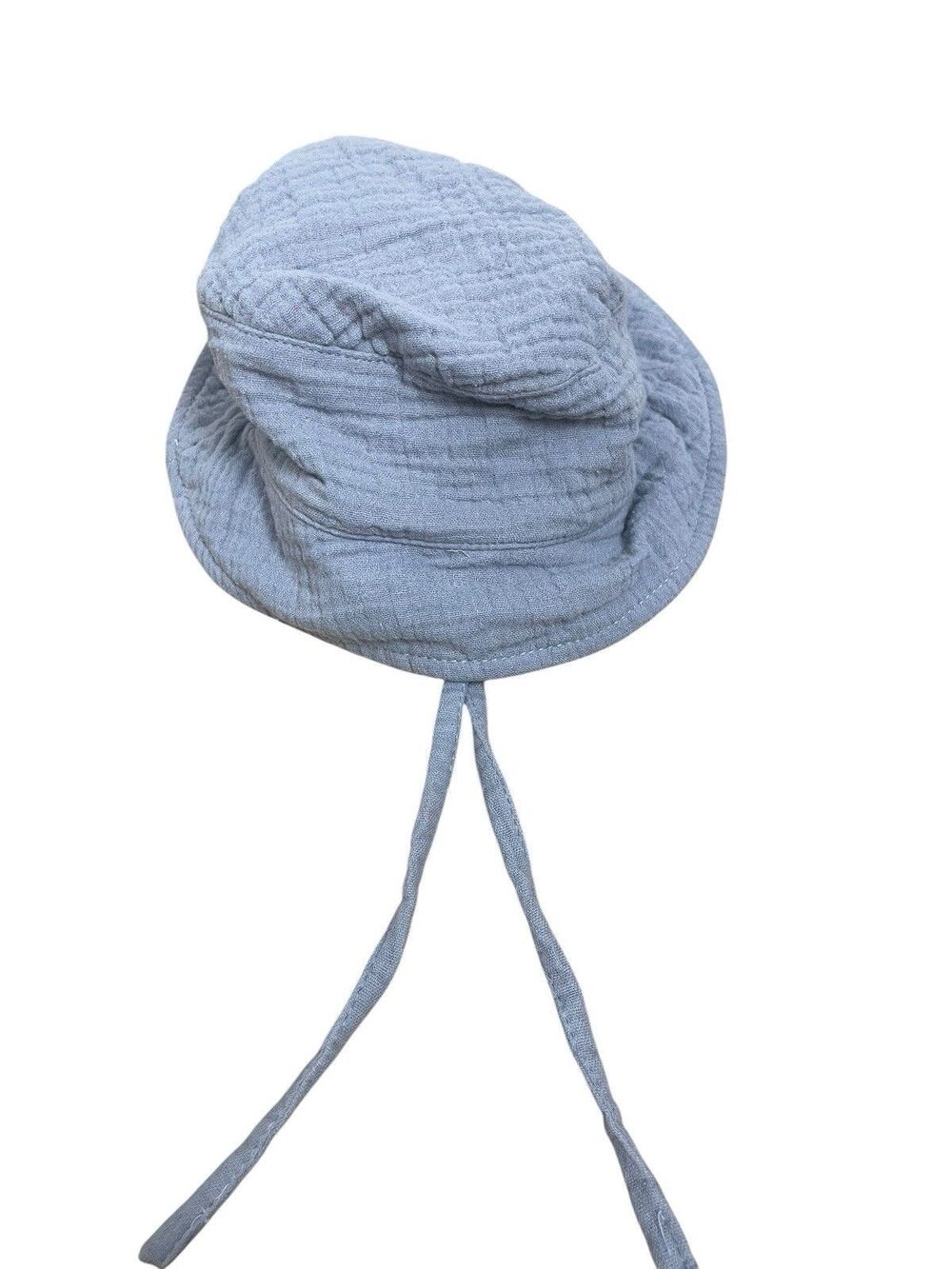 PL Baby Muslin Bucket Sun Hat Blue Cotton 24M Toddler Chin Strap
